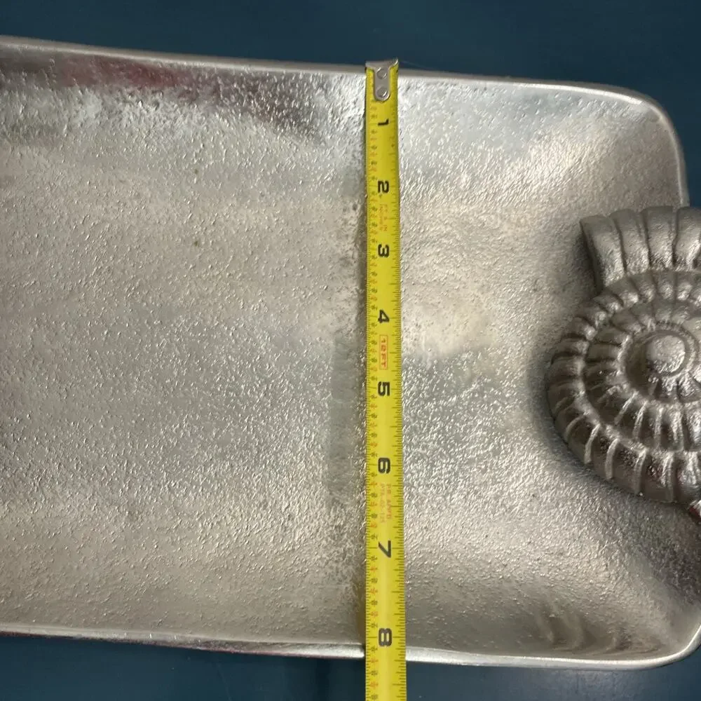 Z GALLERIE Silver Nautilus Sea Snail Handles Coastal Serving Decorative Tray